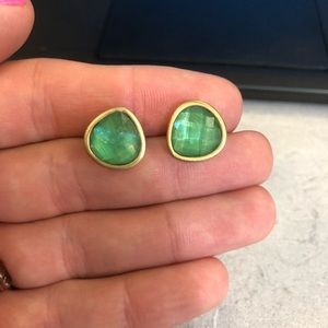 Teal teardrop stud earrings
